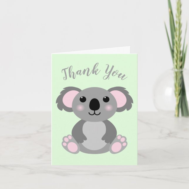 Carte De Remerciements Baby shower Ours de Koala (Devant)