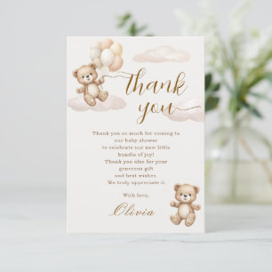 Carte De Remerciements Baby-Shower Ours en peluche