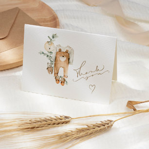 Carte De Remerciements Baby Shower Ours en Peluche Bohème