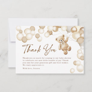 Carte De Remerciements Baby-Shower Ours en Peluche Marron