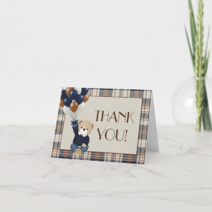 Carte De Remerciements Baby Shower Ours en Vinage