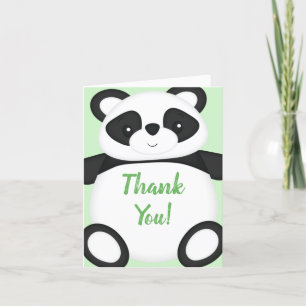 Carte De Remerciements Baby shower Ours Panda Vert