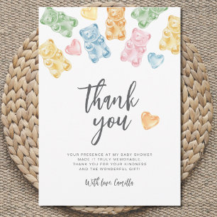 Carte De Remerciements Baby Shower Oursons Gélifiés Aquarelle