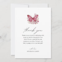 Carte de remerciements Baby shower papillon