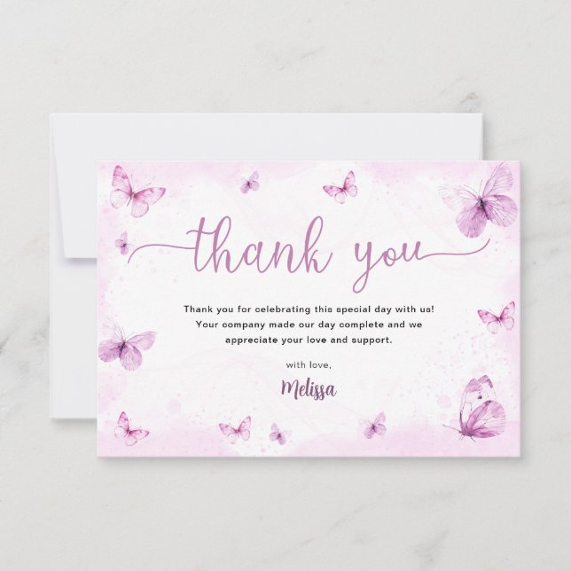 Carte De Remerciements Baby Shower Papillon (Devant)