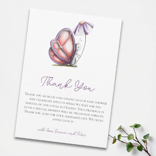 Carte De Remerciements Baby Shower Papillon Aquarelle Fantaisiste