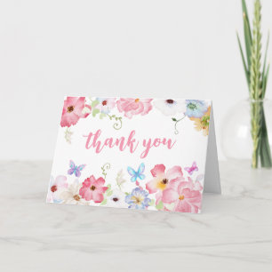 Carte De Remerciements Baby Shower Papillon Floral Bébé