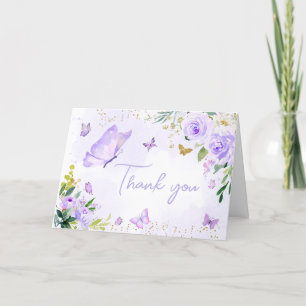 Carte De Remerciements Baby shower papillon pourpre
