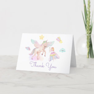 Carte De Remerciements Baby shower Pastel Princess Unicorn