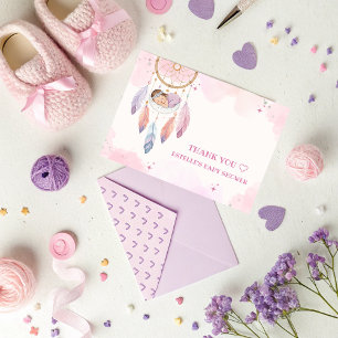Carte De Remerciements Baby shower Pastel Watercolor Dreamcatcher
