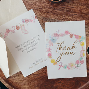 Carte De Remerciements Baby shower Pastel Winter Wonderland