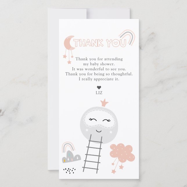 Carte De Remerciements Baby shower Pathway to the Moon (Devant)