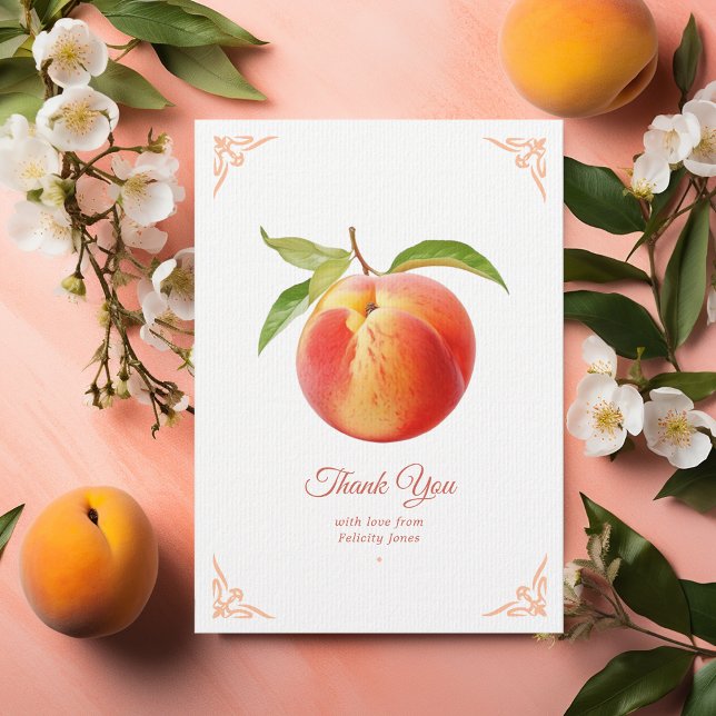 Carte De Remerciements Baby shower Peach Fuzz (Peach Fuzz Baby Shower)