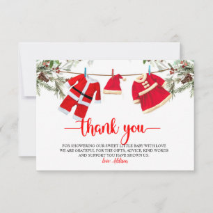 Carte De Remerciements Baby shower père Noël, Baby shower de Noël