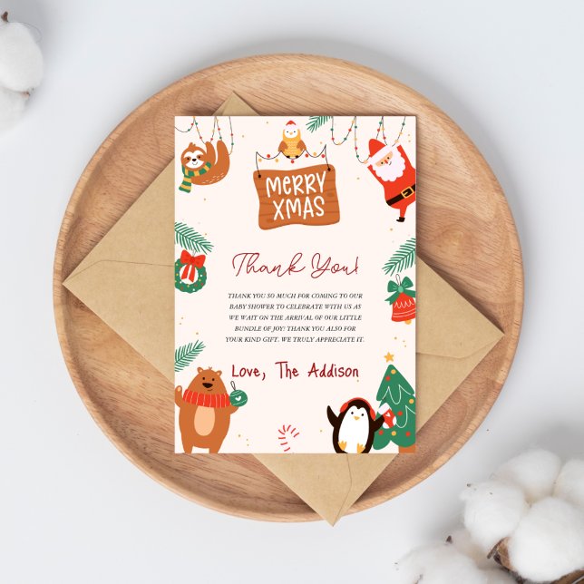 Carte De Remerciements Baby shower Père Noël de Noël (Créateur téléchargé)