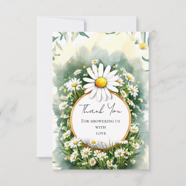 Carte De Remerciements Baby Shower personnalisé avec une Marguerite Encha (Devant)