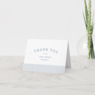 Carte De Remerciements Baby shower personnalisé bleu rayé seersucker