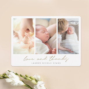Carte De Remerciements Baby shower personnalisé Gold Multi Photo
