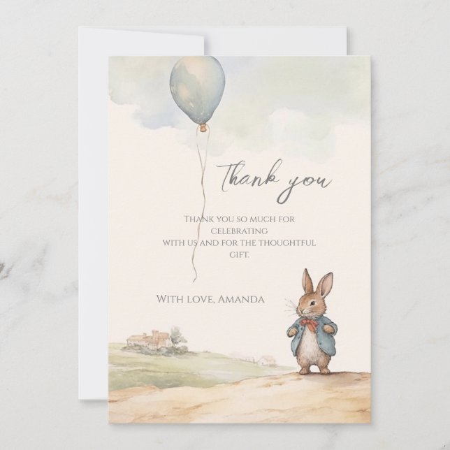 Carte De Remerciements Baby shower Peter Rabbit (Devant)