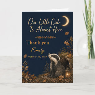 Carte De Remerciements Baby Shower Petit Ourson d'Automne