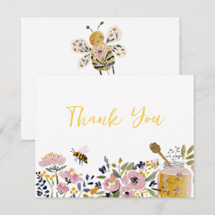 Carte De Remerciements Baby Shower Petite Abeille à Miel