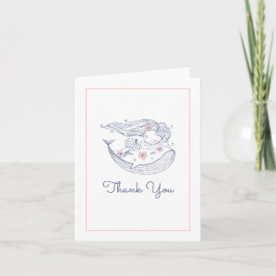 Carte De Remerciements Baby Shower Petite Fille Mermaid Rose