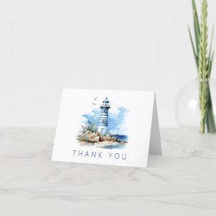 Carte De Remerciements Baby shower phare bleu marine