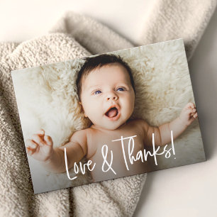 Carte De Remerciements Baby shower photo Amour et Remerciements calligrap