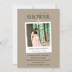 CARTE DE REMERCIEMENTS BABY SHOWER PHOTO CHIC KRAFT MINIMAL PERSONNALISÉ