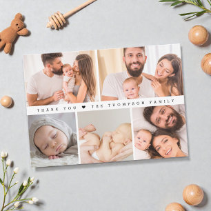 Carte De Remerciements Baby shower Photo Collage simple