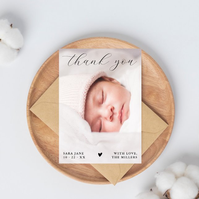 Carte De Remerciements Baby shower photo entièrement personnalisé Chic Sc (Créateur téléchargé)