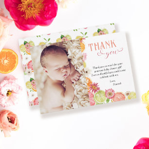 Carte De Remerciements Baby shower photo Little Cutie Citrus