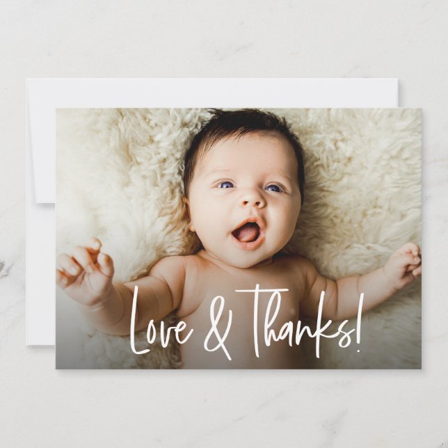 Carte De Remerciements Baby shower photo Love and Thanks (Devant)