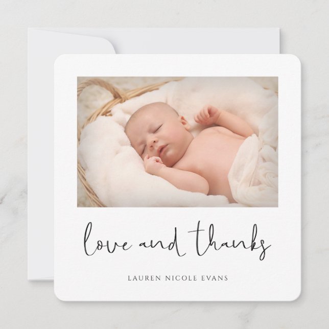 Carte De Remerciements Baby shower photo moderne simple (Devant)