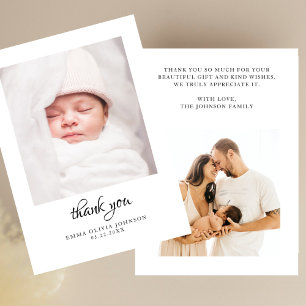Carte De Remerciements Baby shower photo moderne simple 2