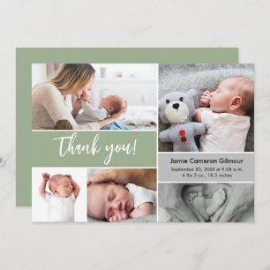 Carte De Remerciements Baby shower photo multi-script de manipulation ver