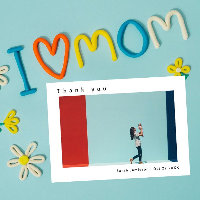 Carte De Remerciements Baby shower photo simple et moderne (Créateur téléchargé)