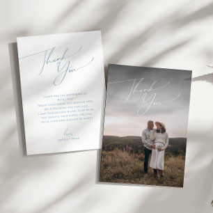 Carte De Remerciements Baby shower photo vertical bleu foncé simple