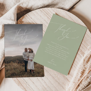 Carte De Remerciements Baby shower photo verticale Whimsical Sage Green