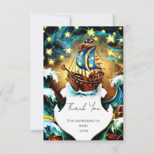 Carte De Remerciements Baby Shower Pirate Nautical Aquarelle