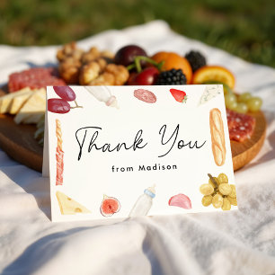 Carte De Remerciements Baby Shower Planches et Bouteilles de Charcuterie