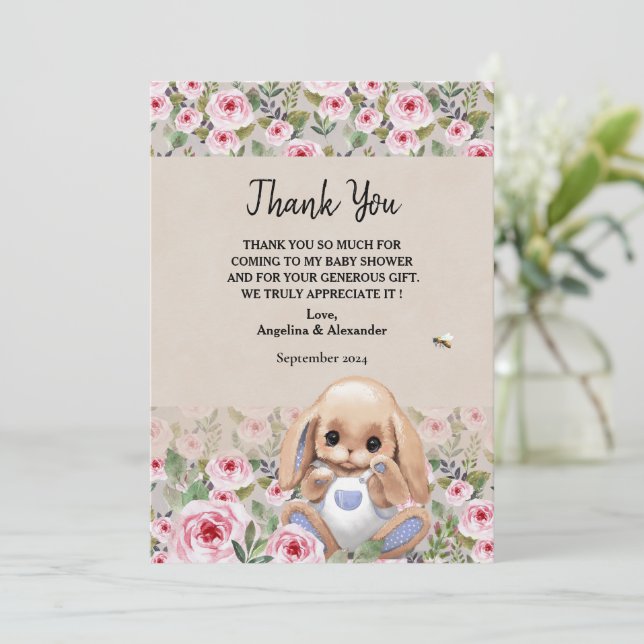 Carte De Remerciements Baby shower plat (Debout devant)