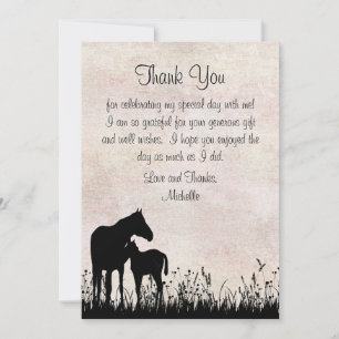 Carte De Remerciements Baby shower plat Silhouette Mare et Foie Horse