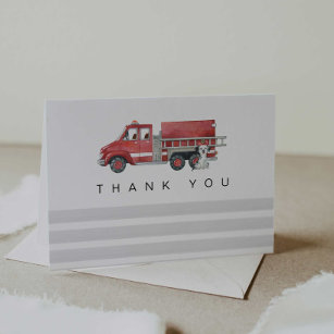 Carte de remerciements Baby shower pompier