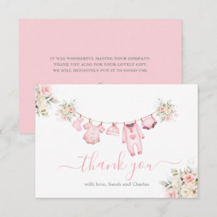 Carte de remerciements Baby shower pour bébé fille