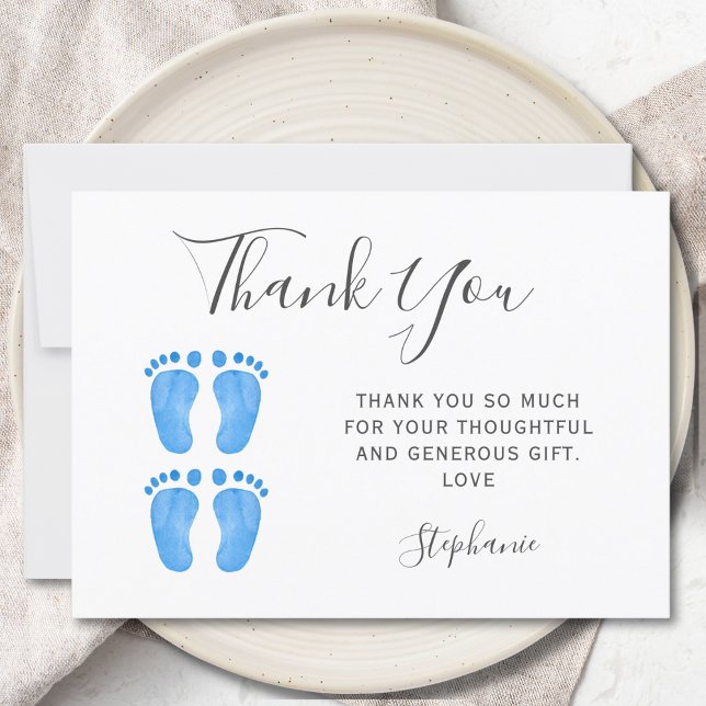 Carte De Remerciements Baby shower pour bébé pieds jumeaux (Créateur téléchargé)