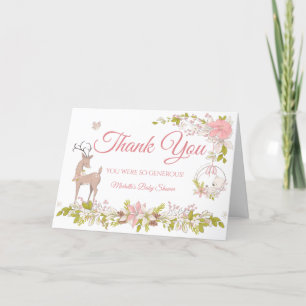 Carte De Remerciements Baby shower pour filles de Woodland