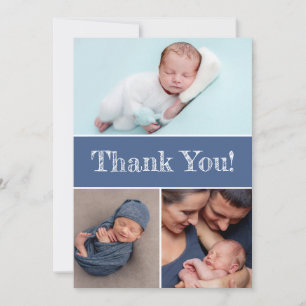 Carte De Remerciements Baby shower pour garçon avec plusieurs photos pers