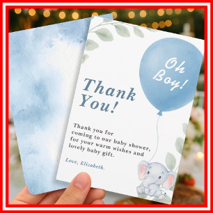 Carte De Remerciements Baby Shower pour Garçon Oh Boy