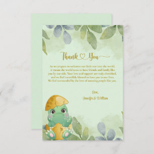 Carte De Remerciements Baby shower pour garçons de dinosaures vert